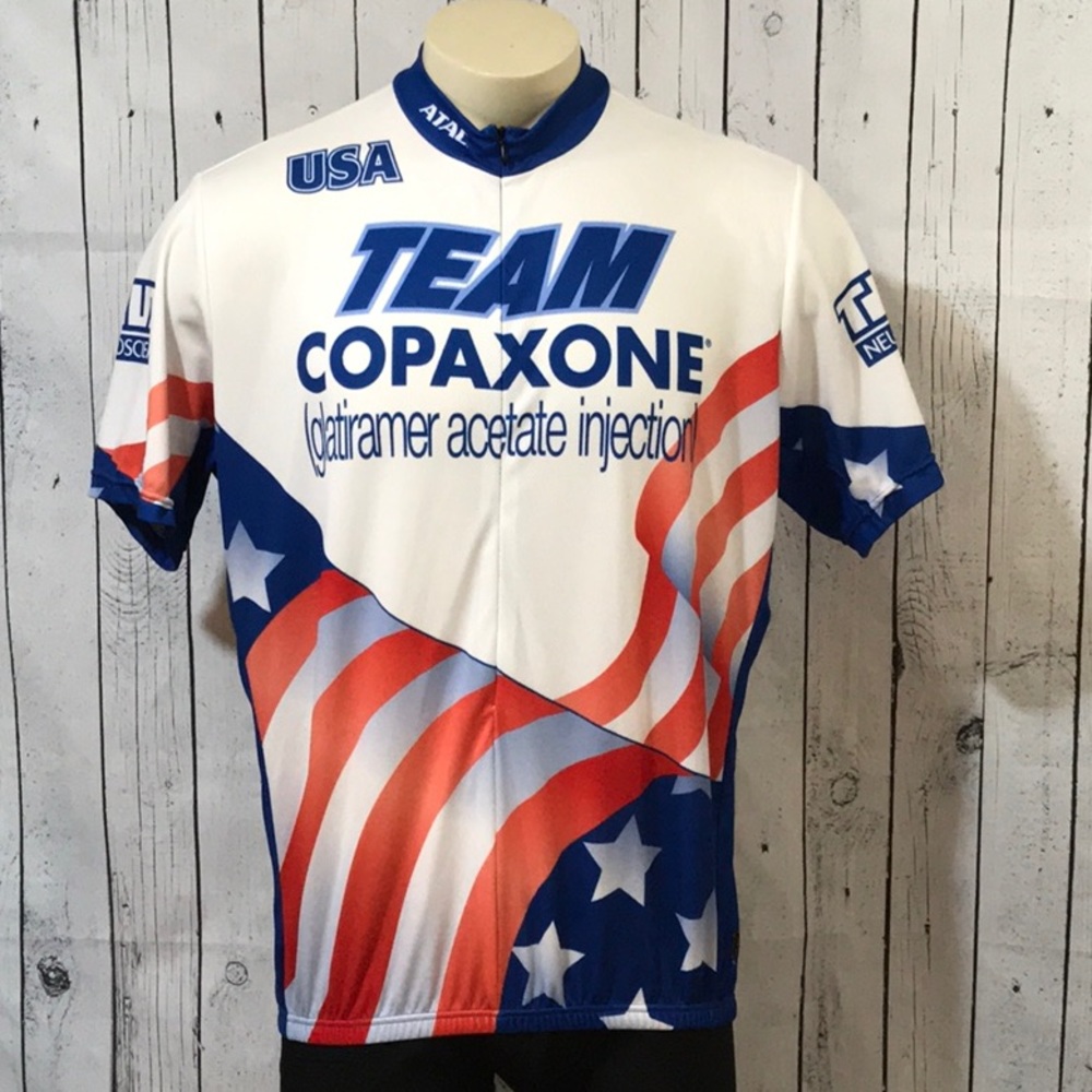 Atac bike jersey 3/4 zipper 3 pockets on back Americana white red blue XXL